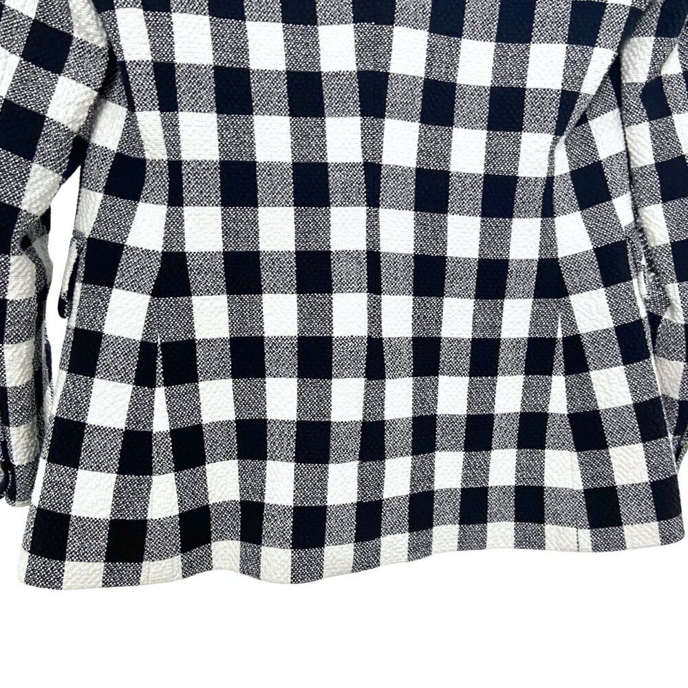 Veronica Beard Miller Dickey Tweed Blazer Black White Gingham Double Breast Sz 0 - Picture 14 of 15